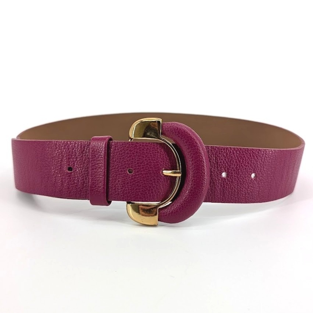 Courama Magenta Fuchsia Leather Belt Gold Statement Buckle Brazil Size M 38in‎